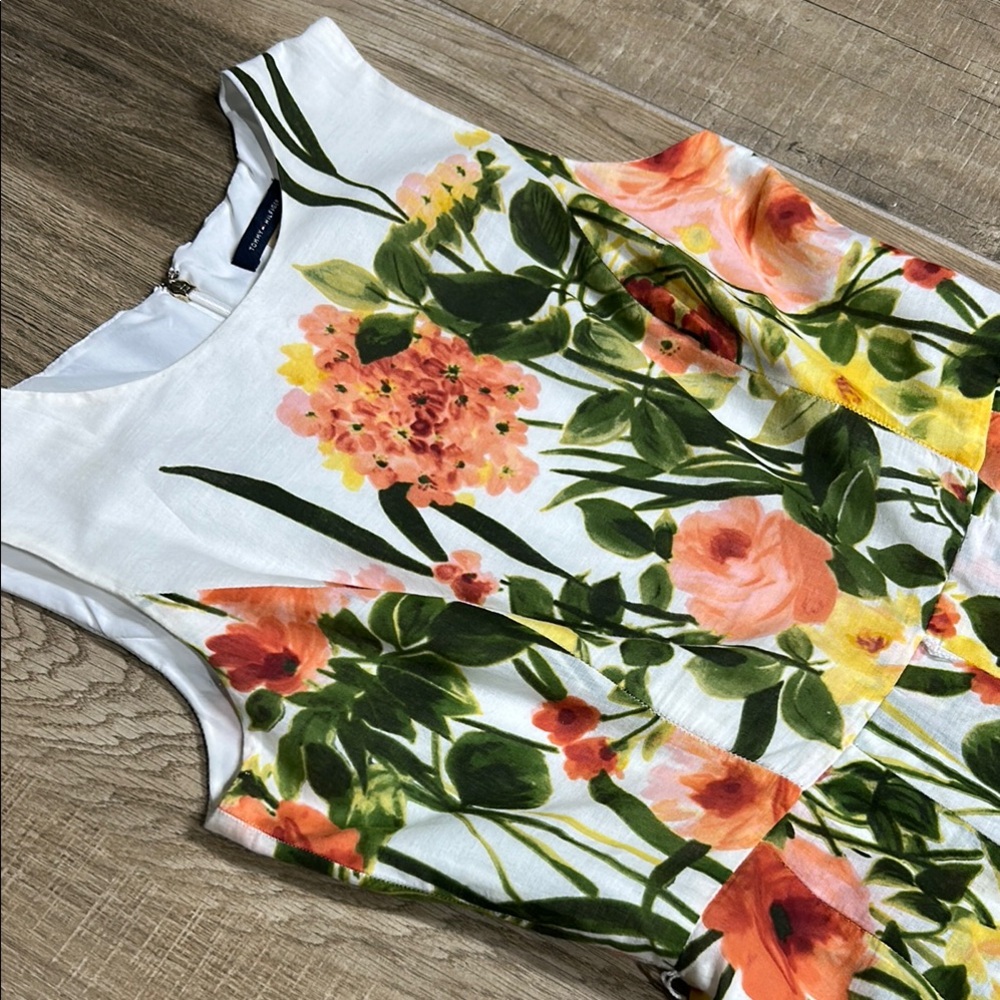 Tommy Hilfiger Floral Fit & Flare Jewel Neck Sleeveless A-Line Midi Dress Sz 2 - Picture 7 of 15